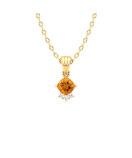 Natural Citrine Dainty 14K Gold Necklace, Minimalist Diamond Pendant, November Birthstone Gem, Handmade Jewellery, Unique Layering Necklace | Save 33% - Rajasthan Living