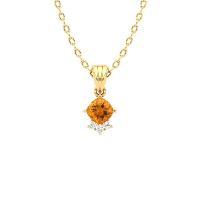 Natural Citrine Dainty 14K Gold Necklace, Minimalist Diamond Pendant, November Birthstone Gem, Handmade Jewellery, Unique Layering Necklace | Save 33% - Rajasthan Living 6