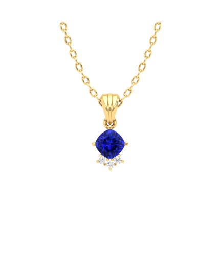 14K Solid Natural Tanzanite Gold Necklace, Minimalist Diamond Pendant, December Birthstone, Gift for her, Unique Diamond Layering Necklace | Save 33% - Rajasthan Living 3