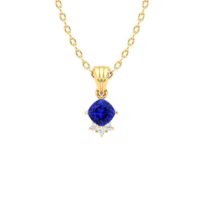 14K Solid Natural Tanzanite Gold Necklace, Minimalist Diamond Pendant, December Birthstone, Gift for her, Unique Diamond Layering Necklace | Save 33% - Rajasthan Living 7