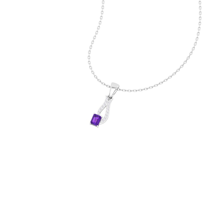 Natural Amethyst Solid 14K Gold Necklace, Minimalist Diamond Pendant, February Birthstone, Gift for her, Unique Diamond Layering Necklace | Save 33% - Rajasthan Living 10