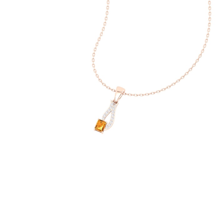 Natural Citrine Solid 14K Gold Necklace, Minimalist Diamond Pendant, Gift for her, Unique Diamond Layering Necklace | Save 33% - Rajasthan Living 7