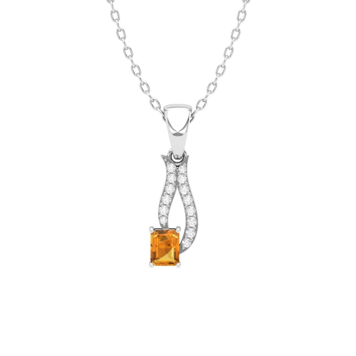 Natural Citrine Solid 14K Gold Necklace, Minimalist Diamond Pendant, Gift for her, Unique Diamond Layering Necklace | Save 33% - Rajasthan Living 6