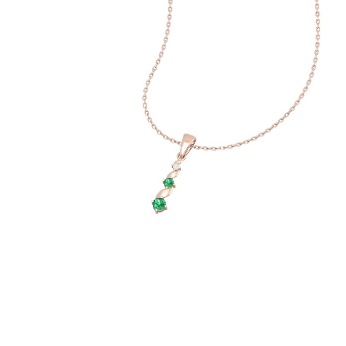 14K Solid Gold Emerald Designer Necklace, Handmade Diamond Pendant, Gold Necklace For Women, May Birthstone, Everyday Gemstone Pendant | Save 33% - Rajasthan Living 7