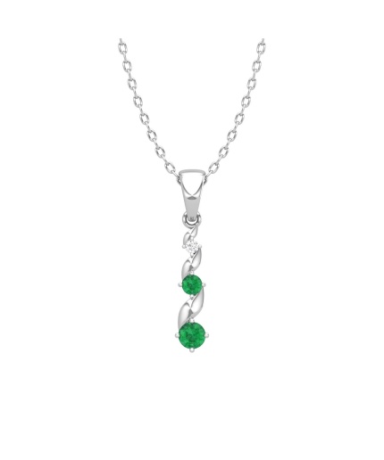 14K Solid Gold Emerald Designer Necklace, Handmade Diamond Pendant, Gold Necklace For Women, May Birthstone, Everyday Gemstone Pendant | Save 33% - Rajasthan Living