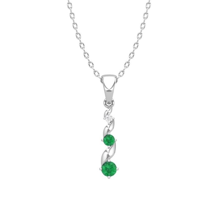 14K Solid Gold Emerald Designer Necklace, Handmade Diamond Pendant, Gold Necklace For Women, May Birthstone, Everyday Gemstone Pendant | Save 33% - Rajasthan Living 6