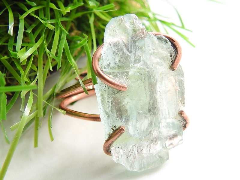 Aquamarine Natural Rough Rings,Wire Wrapping Jewelry,Copper,Adjustable,Raw,Wire-Wrapped,Minerals Stone,One Of A Kind 20-22MM Long CJ-1 | Save 33% - Rajasthan Living 15