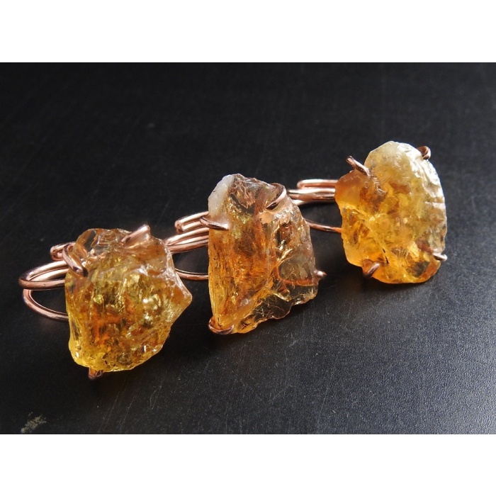 Citrine Natural Rough Rings,Wire Wrapping,Copper,Adjustable,Wire-Wrapped,Minerals Stone,One Of A Kind,Wholesaler,Supplies 20-22MM Long CJ-1 | Save 33% - Rajasthan Living 6
