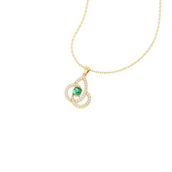 Natural Emerald 14K Dainty Gold Designer Necklace, Diamond Pendant For Her, Gold Necklaces For Women, May Birthstone Gold Pendant Charms | Save 33% - Rajasthan Living 10