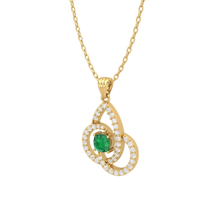 Natural Emerald 14K Dainty Gold Designer Necklace, Diamond Pendant For Her, Gold Necklaces For Women, May Birthstone Gold Pendant Charms | Save 33% - Rajasthan Living 12