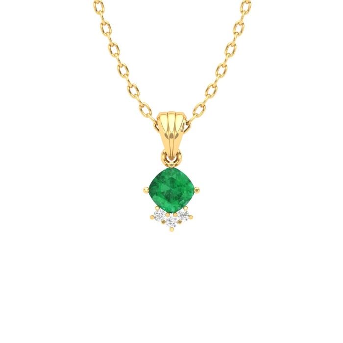 14K Solid Natural Emerald Gold Necklace, Minimalist Diamond Pendant, May Birthstone, Gift for her, Unique Handmade Diamond Layering Necklace | Save 33% - Rajasthan Living 9