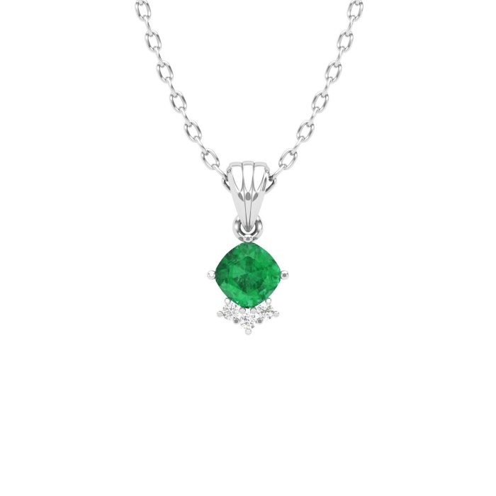 14K Solid Natural Emerald Gold Necklace, Minimalist Diamond Pendant, May Birthstone, Gift for her, Unique Handmade Diamond Layering Necklace | Save 33% - Rajasthan Living 6