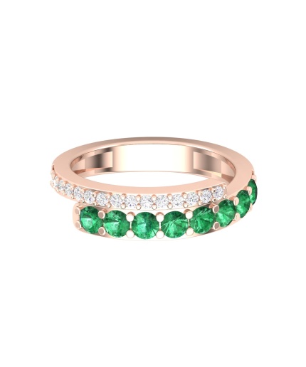 14K Dainty Natural Emerald Eternity Band, Gold Wedding Ring For Women, Rose Gold Statement Ring For Her, May Birthstone Promise Ring | Save 33% - Rajasthan Living