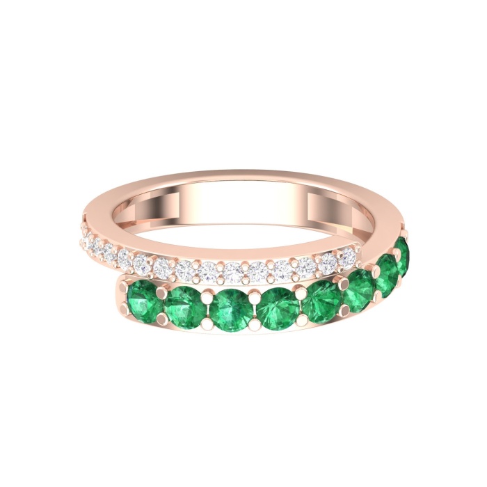 14K Dainty Natural Emerald Eternity Band, Gold Wedding Ring For Women, Rose Gold Statement Ring For Her, May Birthstone Promise Ring | Save 33% - Rajasthan Living 6