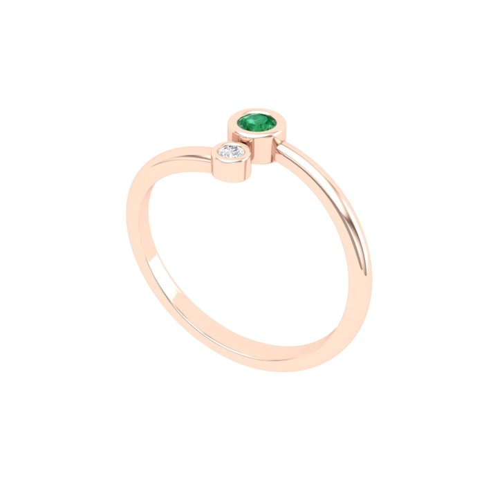 Natural Emerald 14K Dainty Stacking Ring, Rose Gold Statement Ring For Women, May Birthstone Promise Ring For Her, Everyday Gemstone | Save 33% - Rajasthan Living 11