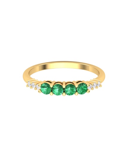 Solid 14K Gold Natural Emerald Ring, Everyday Gemstone Ring For Her, Handmade Jewellery For Women, May Birthstone Multistone Ring | Save 33% - Rajasthan Living 3