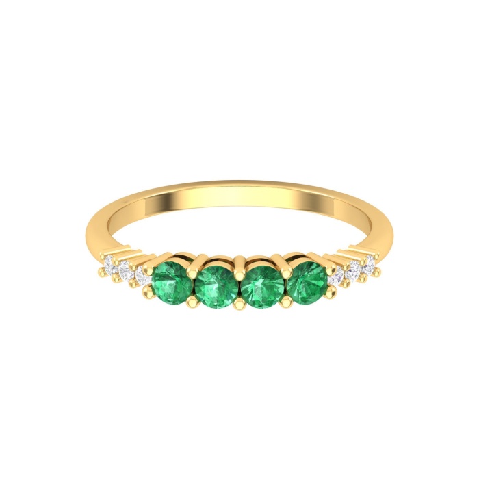 Solid 14K Gold Natural Emerald Ring, Everyday Gemstone Ring For Her, Handmade Jewellery For Women, May Birthstone Multistone Ring | Save 33% - Rajasthan Living 7