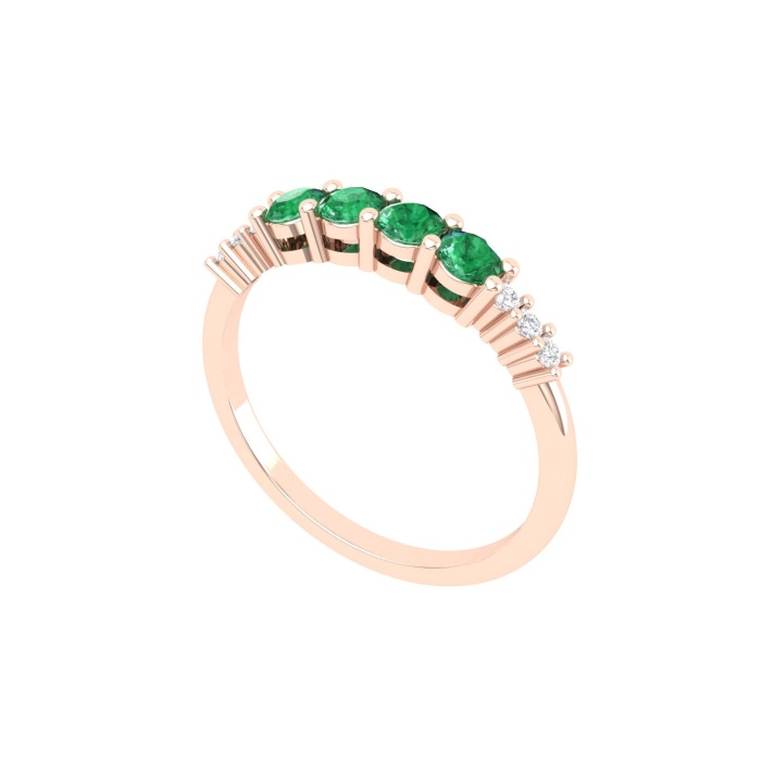 Solid 14K Gold Natural Emerald Ring, Everyday Gemstone Ring For Her, Handmade Jewellery For Women, May Birthstone Multistone Ring | Save 33% - Rajasthan Living 11