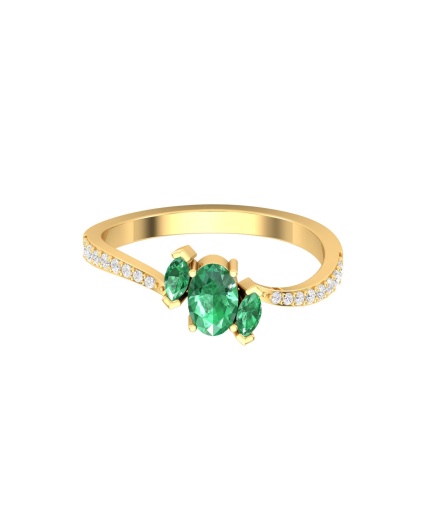14K Solid Natural Emerald Statement Ring, Rose Gold Statement Ring For Women, May Birthstone Promise Ring For Her, Everyday Gemstone | Save 33% - Rajasthan Living