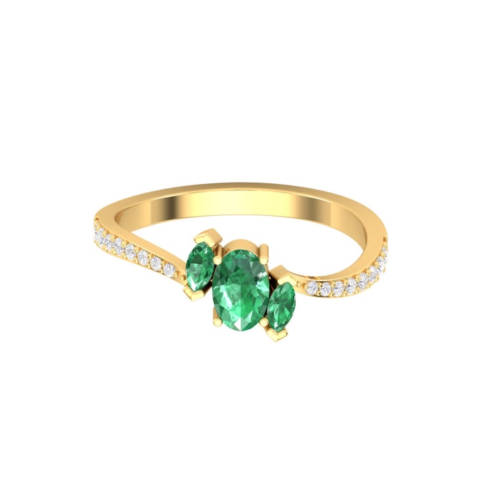 14K Solid Natural Emerald Statement Ring, Rose Gold Statement Ring For Women, May Birthstone Promise Ring For Her, Everyday Gemstone | Save 33% - Rajasthan Living 6