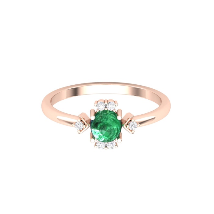 Dainty 14K Gold Natural Emerald Ring, Everyday Gemstone Ring For Her, Handmade Jewellery For Women, May Birthstone Promise Ring | Save 33% - Rajasthan Living 6