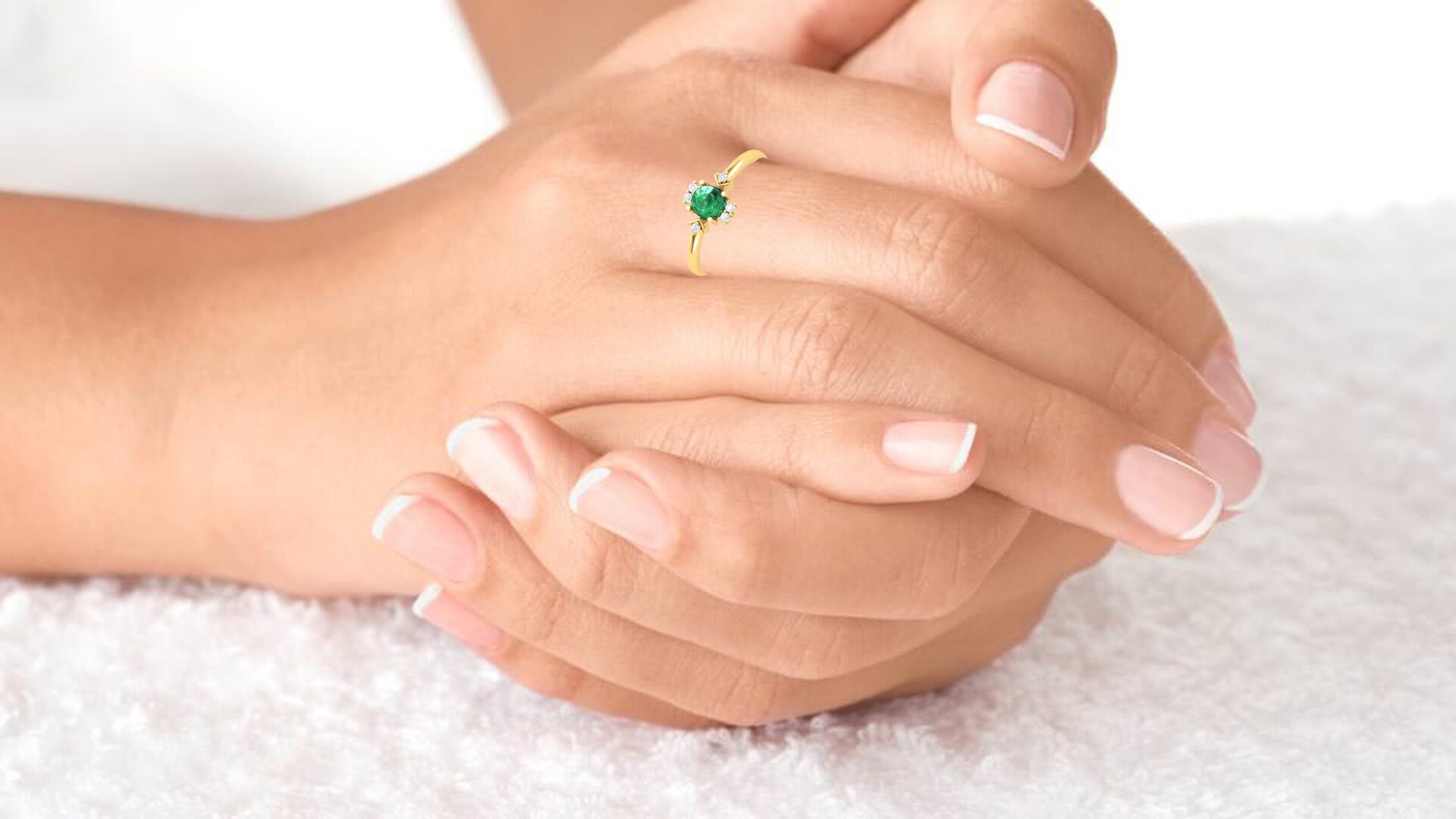 Dainty 14K Gold Natural Emerald Ring, Everyday Gemstone Ring For Her, Handmade Jewellery For Women, May Birthstone Promise Ring | Save 33% - Rajasthan Living 24