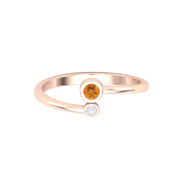 Natural Citrine 14K Solid Stacking Ring, Rose Gold Multistone Ring For Women, November Birthstone Promise Ring For Her, Everyday Gemstone | Save 33% - Rajasthan Living 9