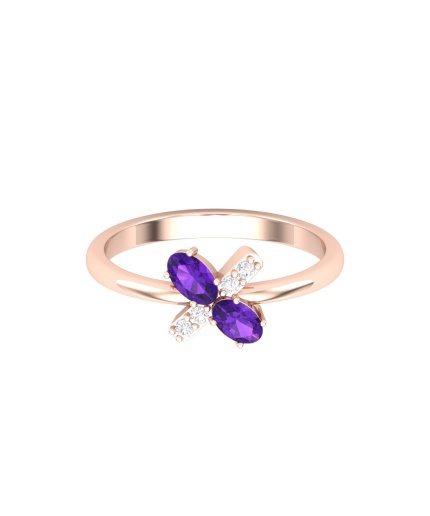 Natural Amethyst 14K Dainty Stacking Ring, Rose Gold Statement Ring For Women, February Birthstone Promise Ring For Her, Birthday Ring , Everyday Gemstone | Save 33% - Rajasthan Living