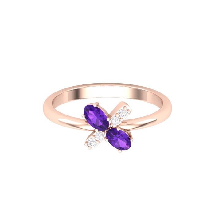 Natural Amethyst 14K Dainty Stacking Ring, Rose Gold Statement Ring For Women, February Birthstone Promise Ring For Her, Birthday Ring , Everyday Gemstone | Save 33% - Rajasthan Living 6