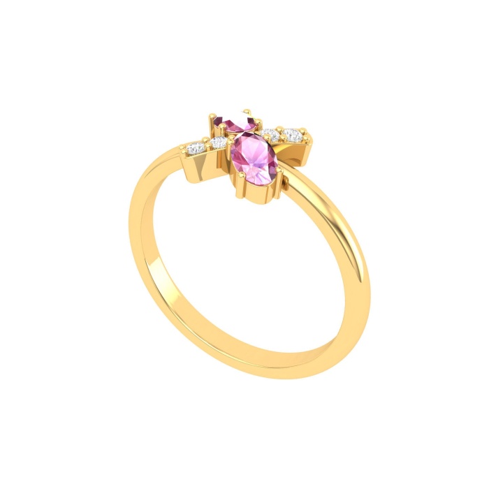 Solid 14K Gold Natural Pink Spinel Ring, Everyday Gemstone Ring For Her, Handmade Jewelry For Women, August Birthstone Multi Stone Ring | Save 33% - Rajasthan Living 13