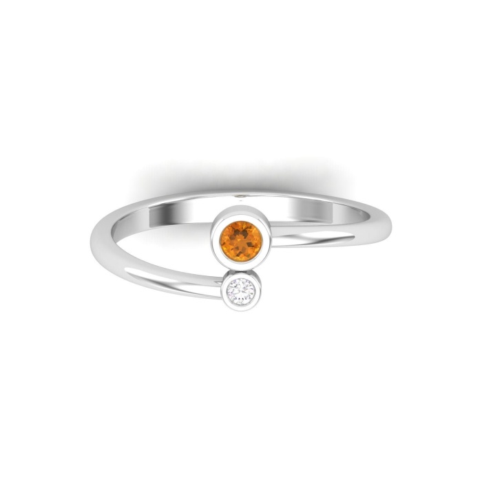 Natural Citrine 14K Solid Stacking Ring, Rose Gold Multistone Ring For Women, November Birthstone Promise Ring For Her, Everyday Gemstone | Save 33% - Rajasthan Living 6