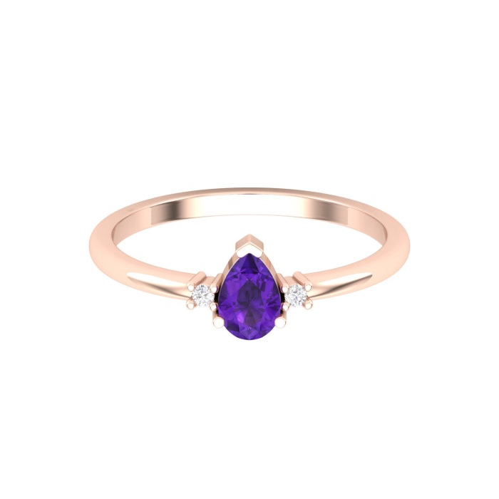 Natural Amethyst Solid 14K Gold Ring, Everyday Gemstone Ring For Her, Handmade Jewellery For Women, February Birthstone Statement Ring | Save 33% - Rajasthan Living 6