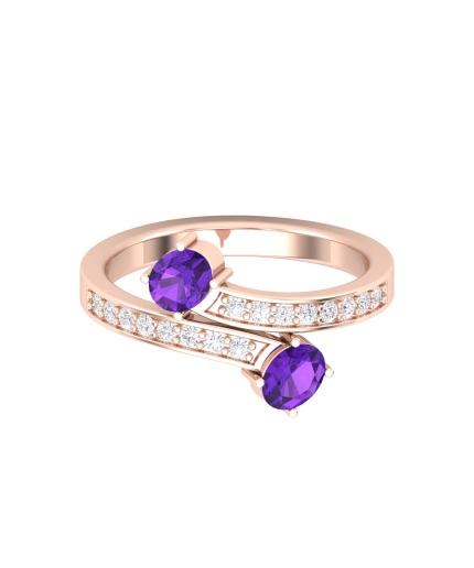 Solid 14K Gold Natural Amethyst Ring, Everyday Gemstone Ring For Her, Handmade Jewellery For Women, February Birthstone Multistone Ring | Save 33% - Rajasthan Living 7