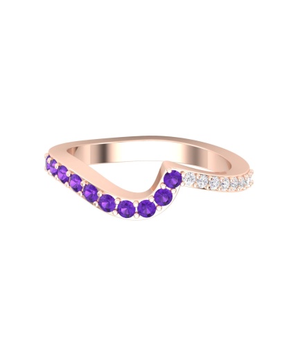 Natural Amethyst 14K Dainty Stacking Ring, Rose Gold  Ring For Women, February Birthstone Promise Ring For Her, Everyday Gemstone | Save 33% - Rajasthan Living 5