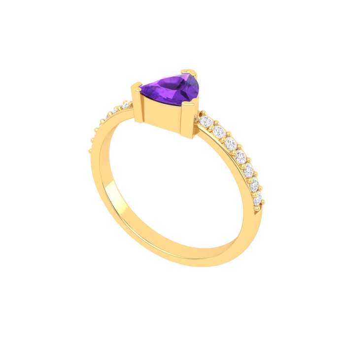 14K Solid Natural Amethyst Statement Ring, Gold Wedding Ring For Women, Everyday Gemstone Jewelry For Her, February Birthstone Diamond Ring | Save 33% - Rajasthan Living 12