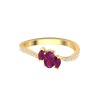 14K Dainty Natural Rhodolite Garnet Three stone Ring, Gold Wedding Ring For Women, Everyday Gemstone Jewelry For Her, January Birthstone Gem | Save 33% - Rajasthan Living 24