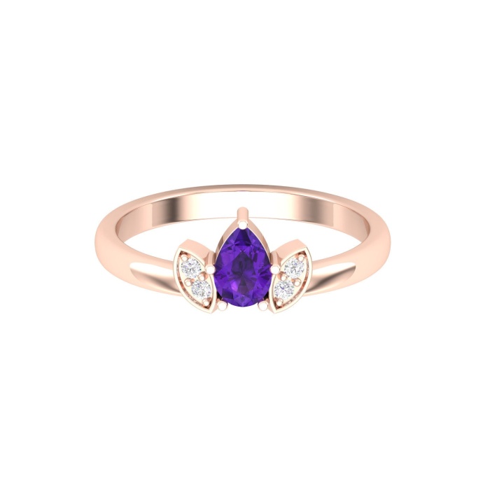 Solid 14K Gold Natural Amethyst Ring, Everyday Gemstone Ring For Her, Handmade Jewelry For Women, February Birthstone Statement Ring For Her | Save 33% - Rajasthan Living 9