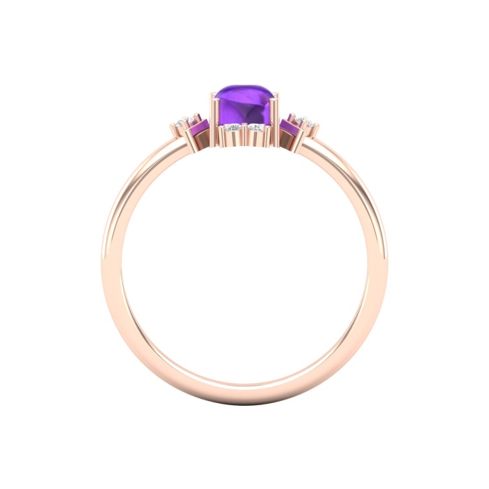 Natural Amethyst 14K Solid Statement Ring, Rose Gold Stacking Ring For Women, February Birthstone Promise Ring For Her, Everyday Gemstone | Save 33% - Rajasthan Living 7