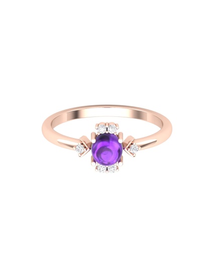 Natural Amethyst 14K Solid Statement Ring, Rose Gold Stacking Ring For Women, February Birthstone Promise Ring For Her, Everyday Gemstone | Save 33% - Rajasthan Living