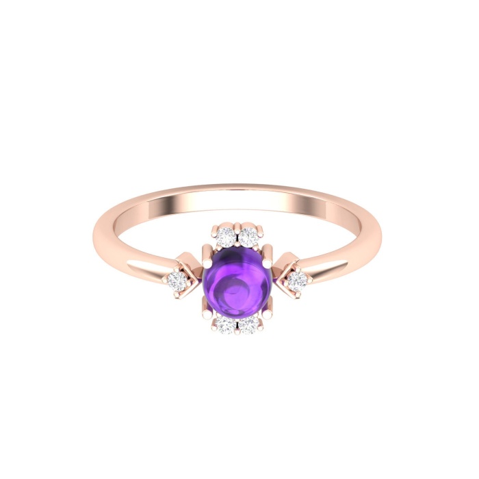 Natural Amethyst 14K Solid Statement Ring, Rose Gold Stacking Ring For Women, February Birthstone Promise Ring For Her, Everyday Gemstone | Save 33% - Rajasthan Living 5