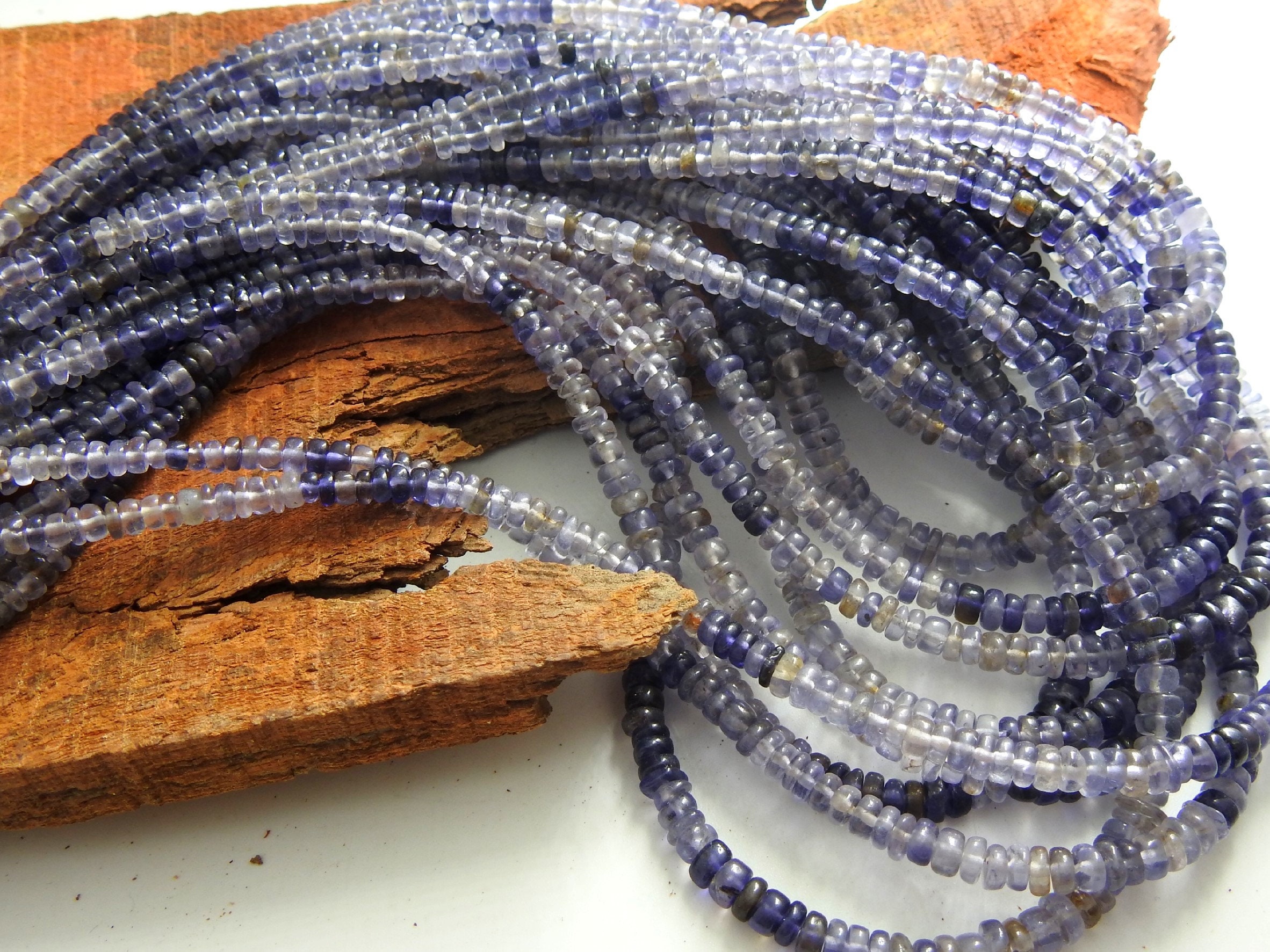 Iolite Smooth Roundel Bead,Handmade,Multi Shaded,Loose Stone,Necklace,For Making Jewelry,Blue,Wholesaler 16Inch 4MM Approx 100%Natural B10 | Save 33% - Rajasthan Living 21