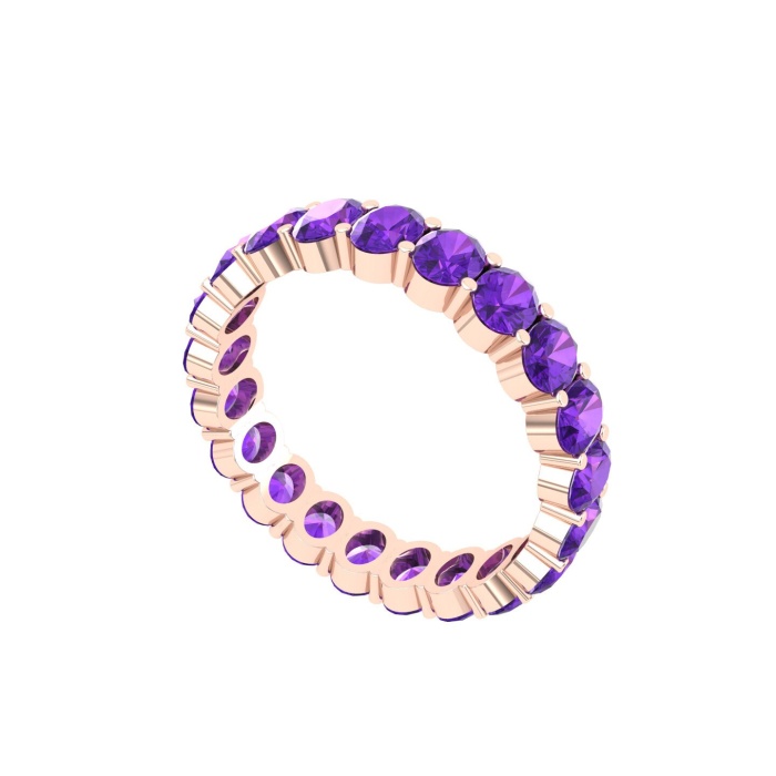 Natural Amethyst 14K Dainty Statement Ring, Rose Gold Jewelry For Women, February Birthstone Eternity Ring For Her, Everyday Gemstone Rings | Save 33% - Rajasthan Living 9