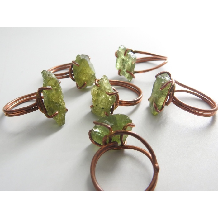 Grossular Garnet Rough Ring,Green,Wire Wrapping,Copper,Adjustable,Wire-Wrapped,Minerals Stone,One Of A Kind 15-20MM Long CJ-1 | Save 33% - Rajasthan Living 8