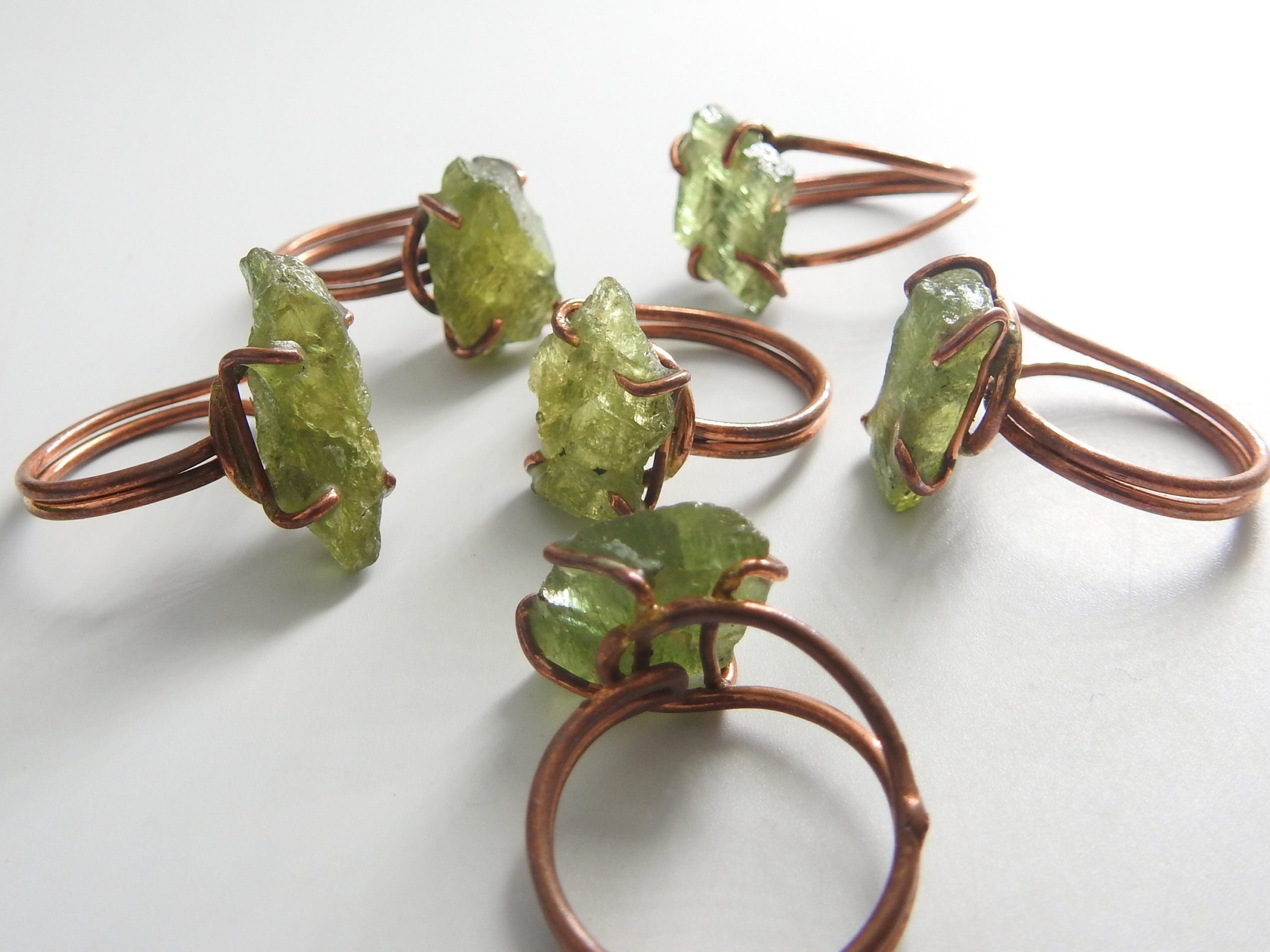 Grossular Garnet Rough Ring,Green,Wire Wrapping,Copper,Adjustable,Wire-Wrapped,Minerals Stone,One Of A Kind 15-20MM Long CJ-1 | Save 33% - Rajasthan Living 16