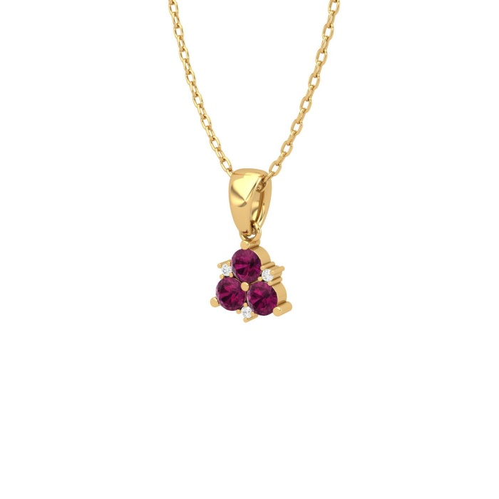 14K Solid Gold Natural Rhodolite Garnet Necklace, Diamond Pendant Necklace, Gold Charms For Women, January Birthstone Pendant, Rhodolite Gem | Save 33% - Rajasthan Living 13