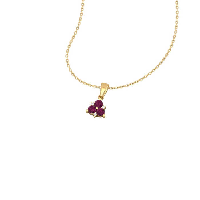 14K Solid Gold Natural Rhodolite Garnet Necklace, Diamond Pendant Necklace, Gold Charms For Women, January Birthstone Pendant, Rhodolite Gem | Save 33% - Rajasthan Living 14