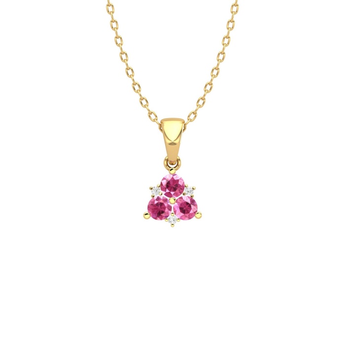 Dainty 14K Gold Natural Pink Spinel Necklace, Minimalist Diamond Pendant, November Birthstone, Gift for her, Diamond Layering Necklace | Save 33% - Rajasthan Living 11