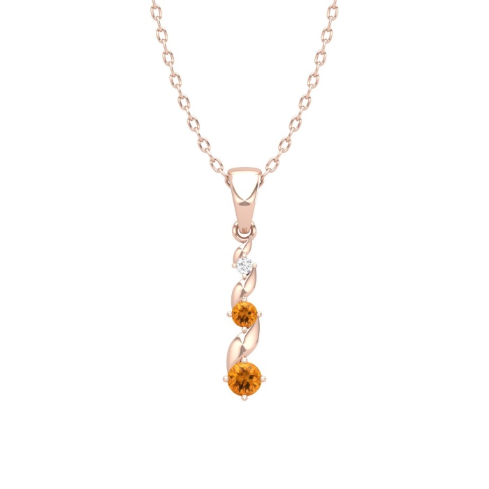 Dainty 14K Gold Natural Citrine Necklace, Minimalist Diamond Pendant, November Birthstone, Gift for her, Unique Diamond Layering Necklace | Save 33% - Rajasthan Living 9