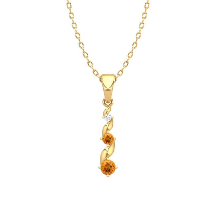 Dainty 14K Gold Natural Citrine Necklace, Minimalist Diamond Pendant, November Birthstone, Gift for her, Unique Diamond Layering Necklace | Save 33% - Rajasthan Living 6