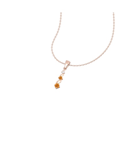 Dainty 14K Gold Natural Citrine Necklace, Minimalist Diamond Pendant, November Birthstone, Gift for her, Unique Diamond Layering Necklace | Save 33% - Rajasthan Living 3